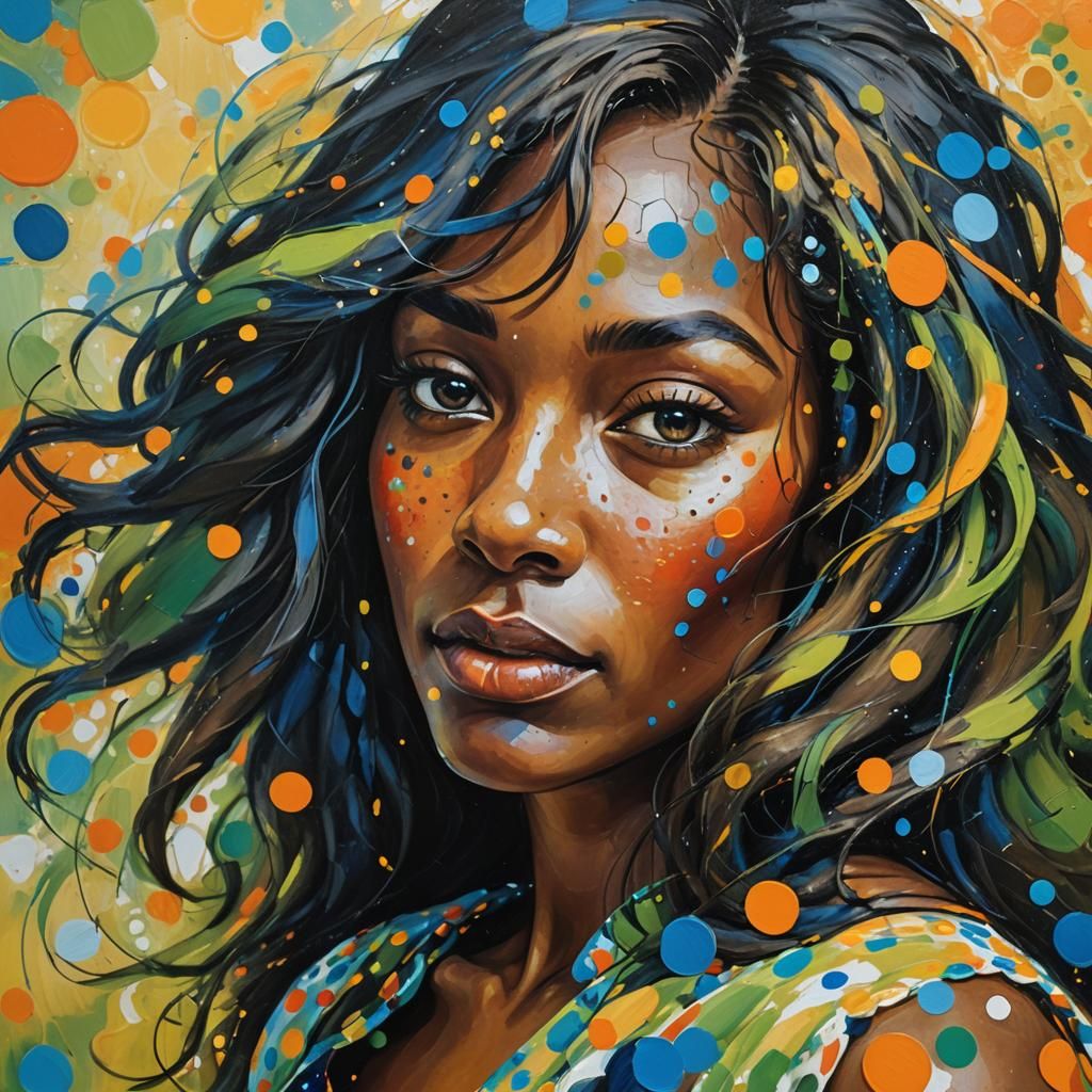 Abstract Portrait of Woman in Polka Dot Dress