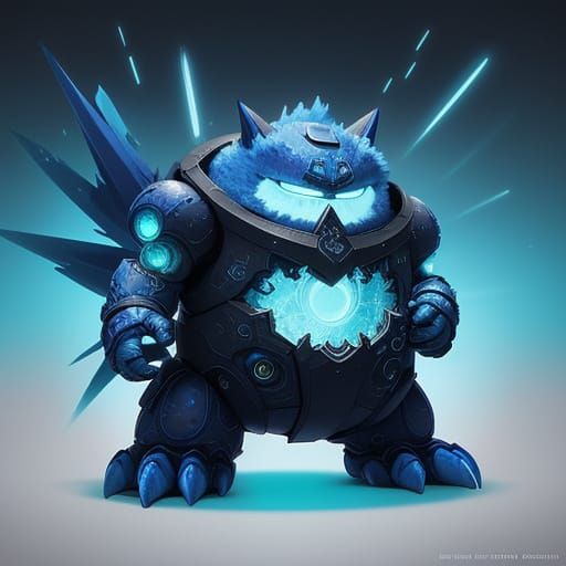 Blue Fuzzball Digimon Character Concept Art