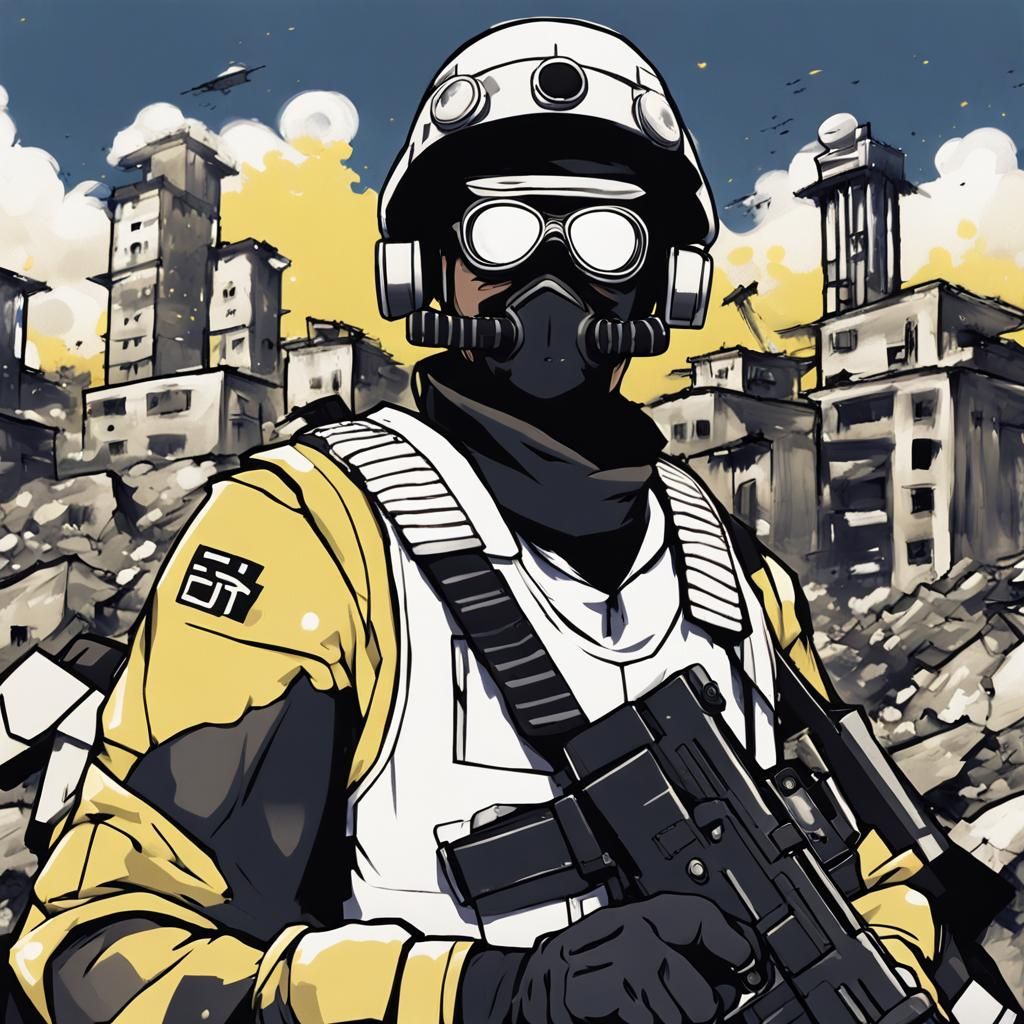 Tankman in Anime Style on Battlefield