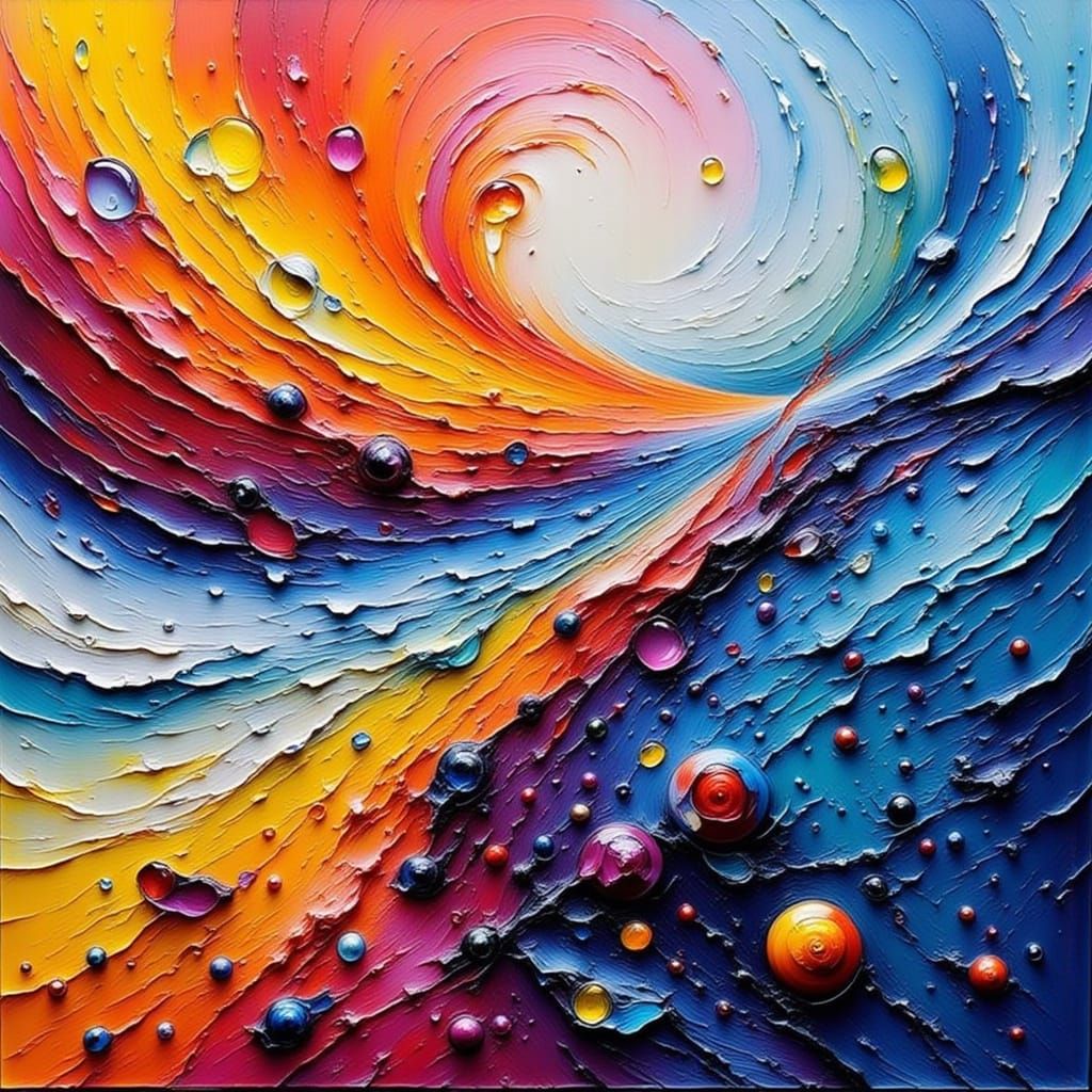 Abstract Flowing Forms in Impasto Style