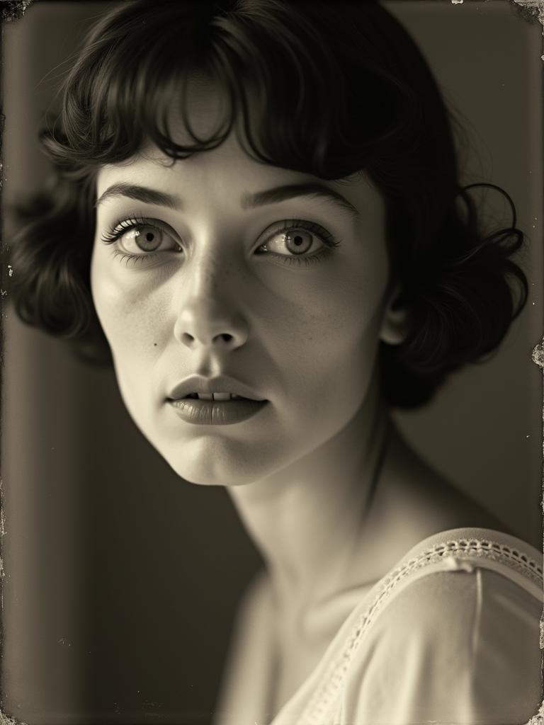 Ethereal Sepiagrisaille Portrait in Glamorous Style