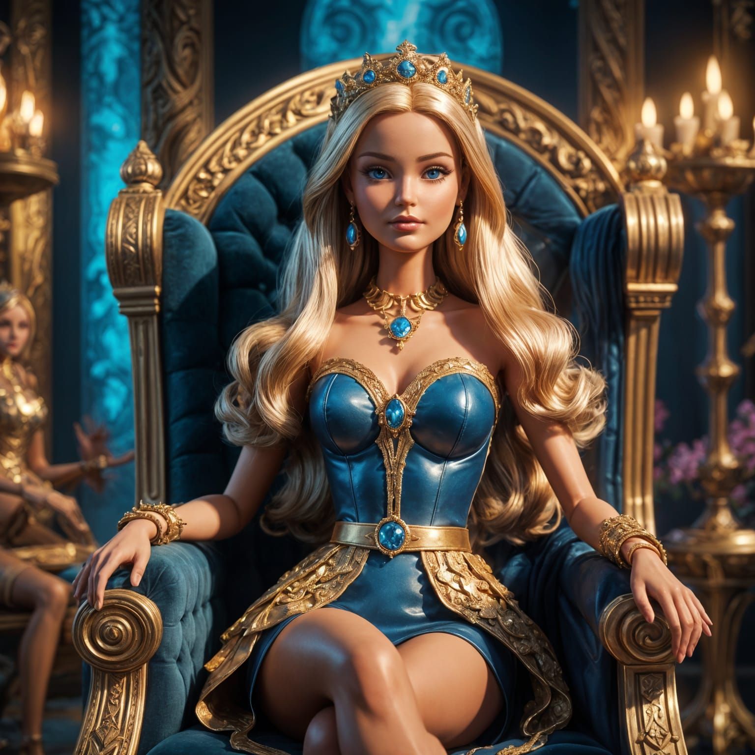 Barbie Doll on a Throne: Fantasy Concept Art