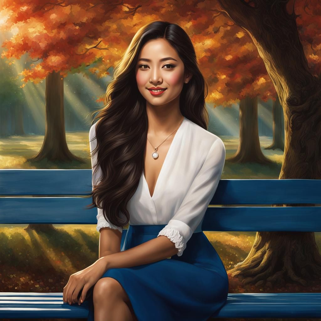 Woman and Jesus in Park Enjoying Sunshine