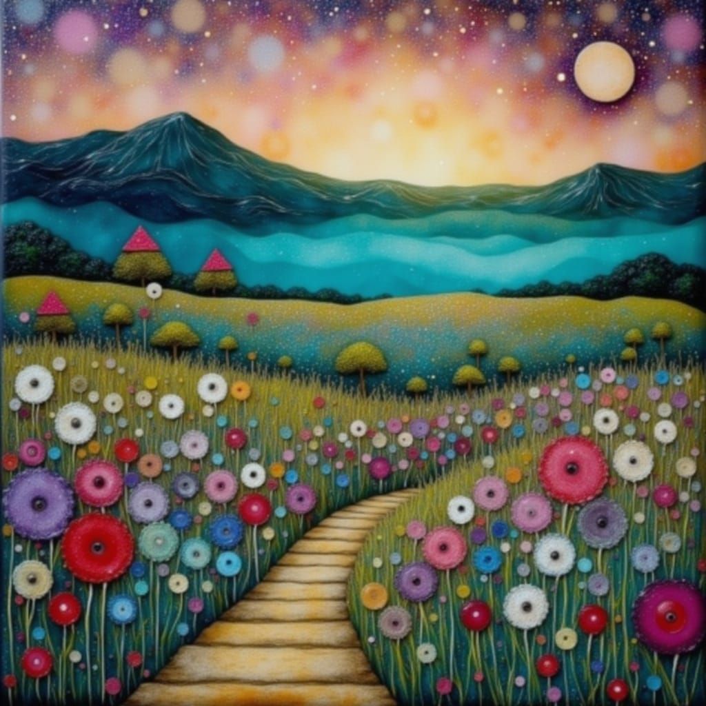 Surreal Landscape of Pretty Flowers