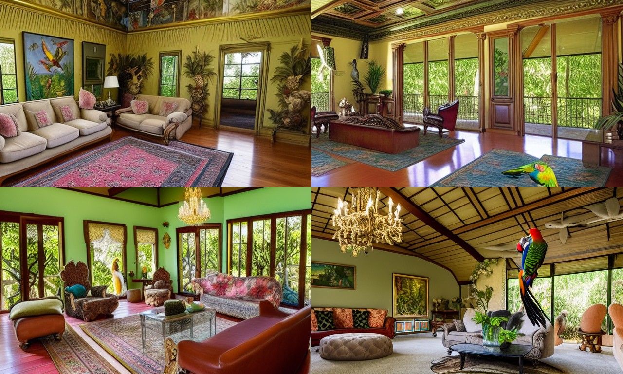 Parrot Sanctuary in McMansion Great-Room