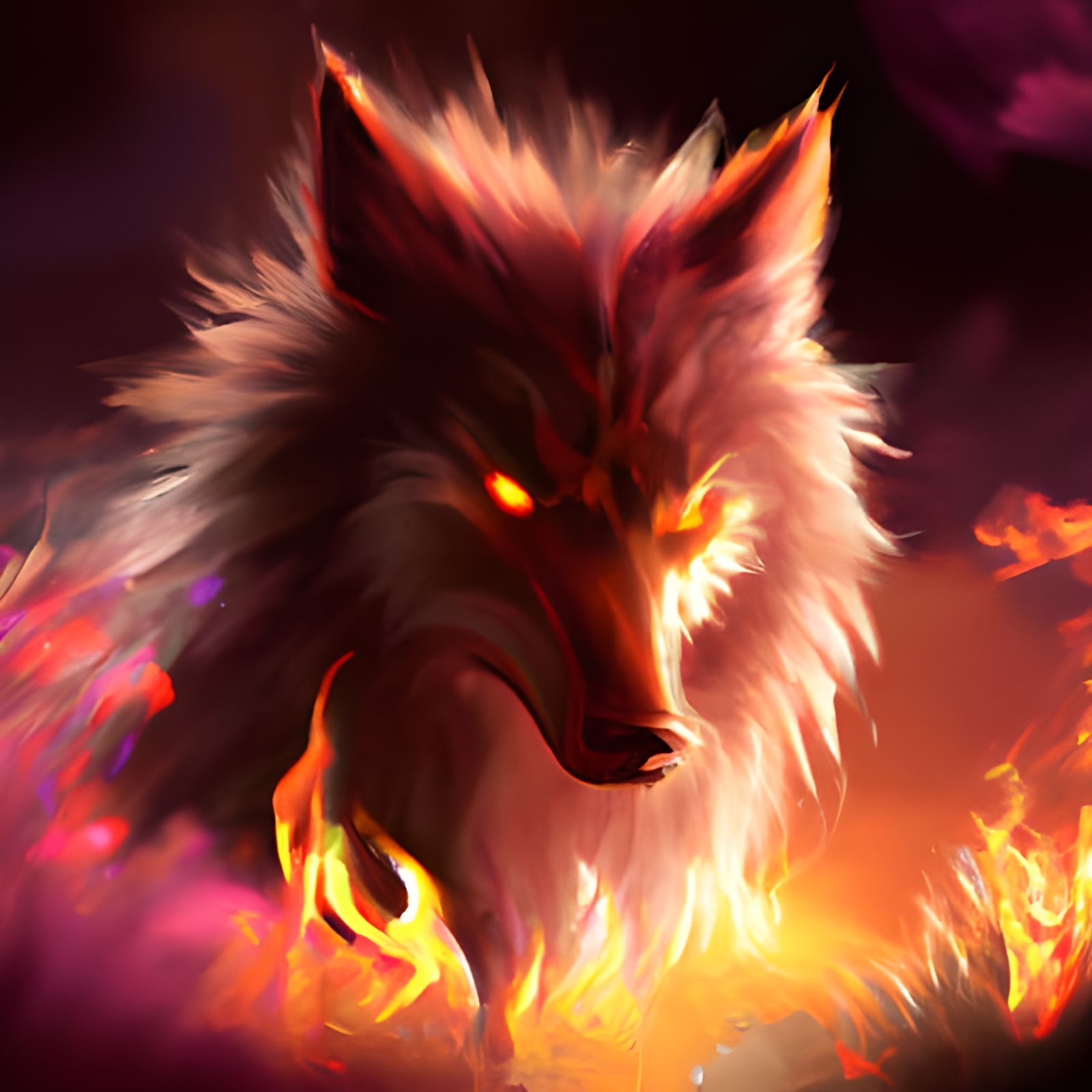 Fiery Wolf in Photorealistic Academic Art Style