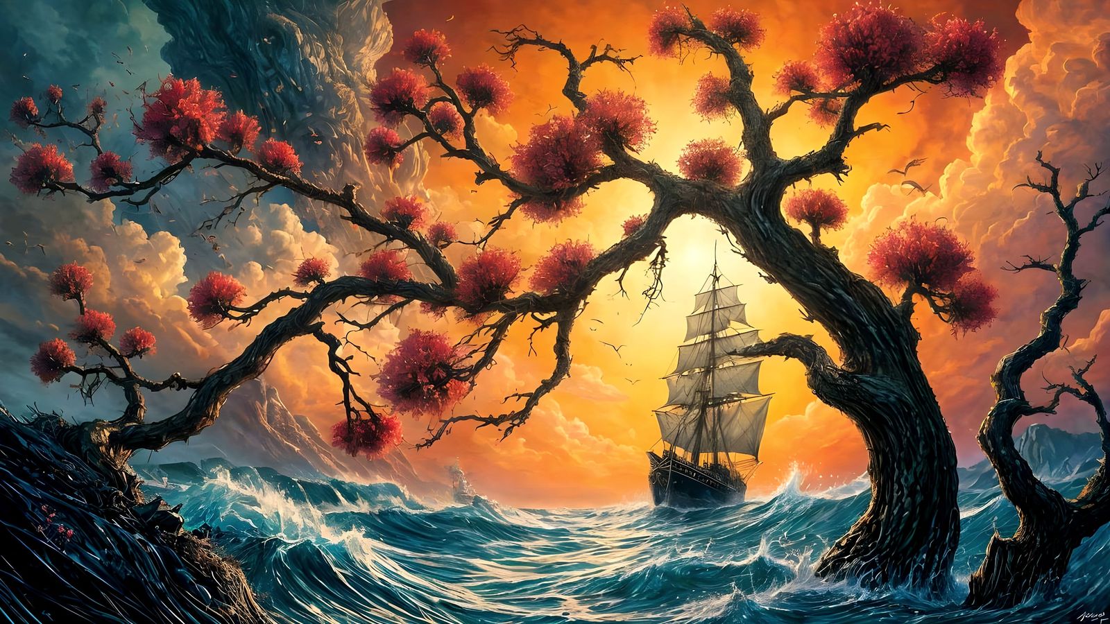 Magical High Fantasy Art of Lost World Sunsets