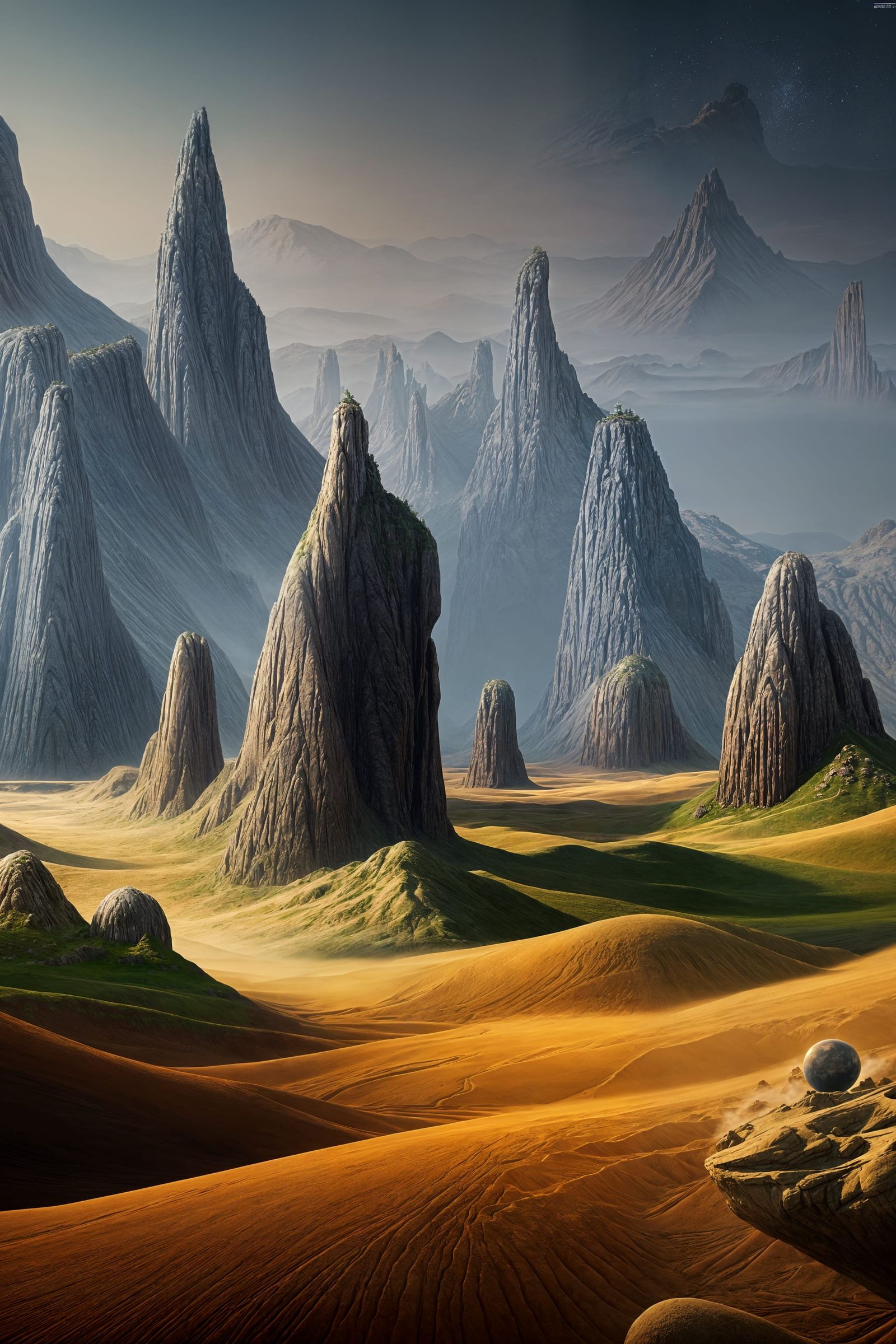 Magritte-Style Alien Landscape in Detailed Matte Painting