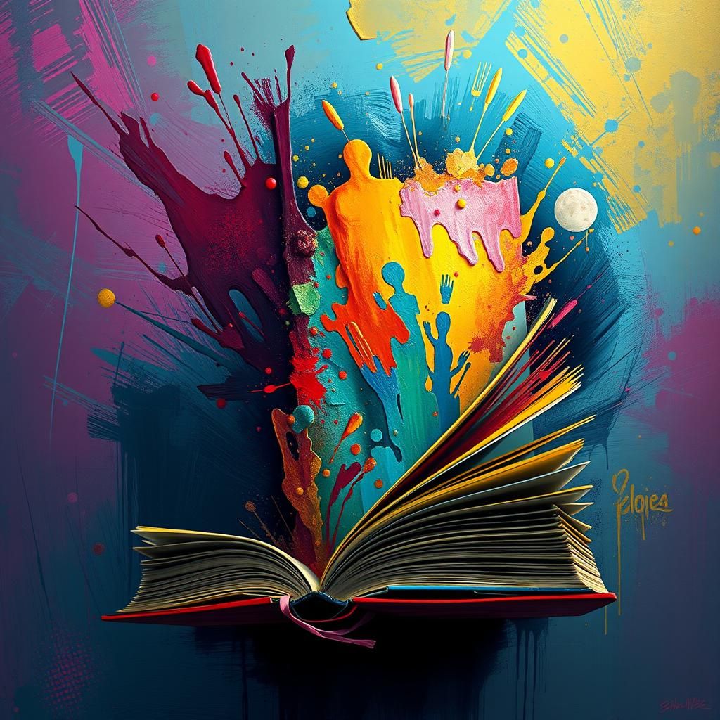 Colorful Sprayed Edges Book Portrait in Splash Art Style