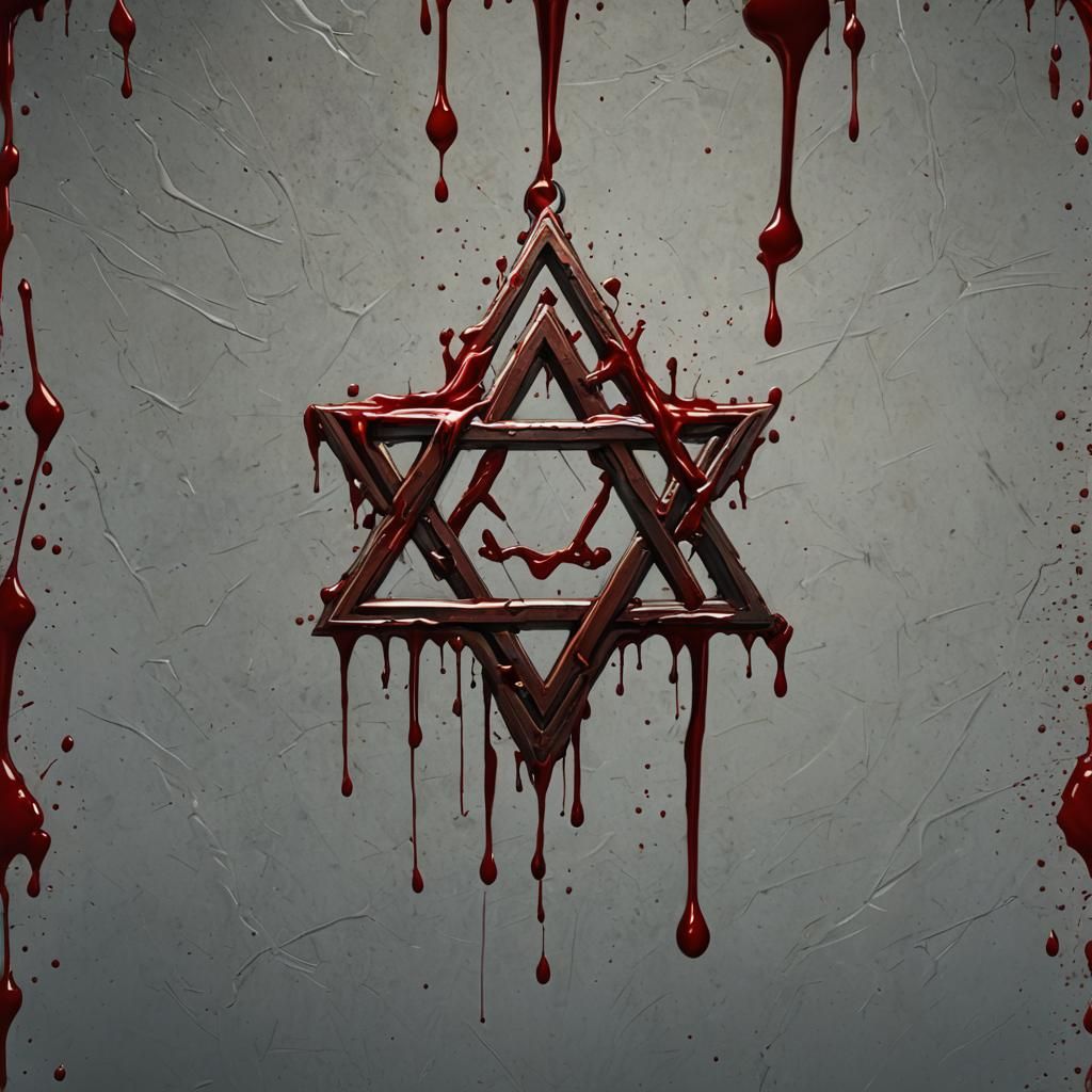 Star of David Dripping Blood: Detailed Matte Painting