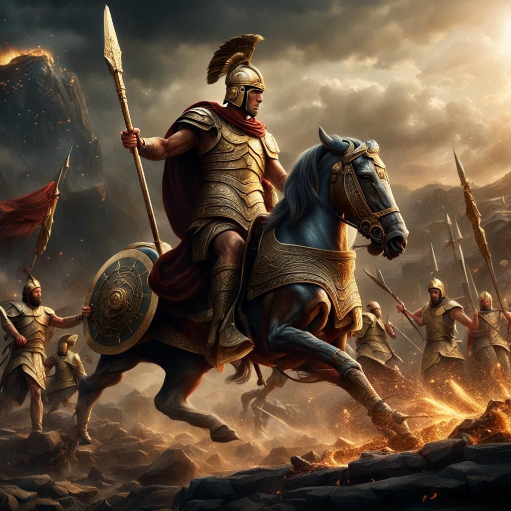 Achilles in the Battle of Troy: Epic Digital Art