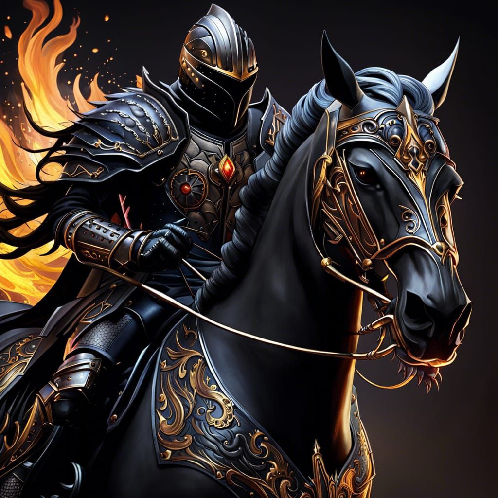 Evil Knight on Warhorse: Hyperrealistic Concept Art