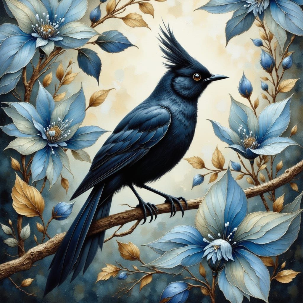 An exotic bird and flowers 4