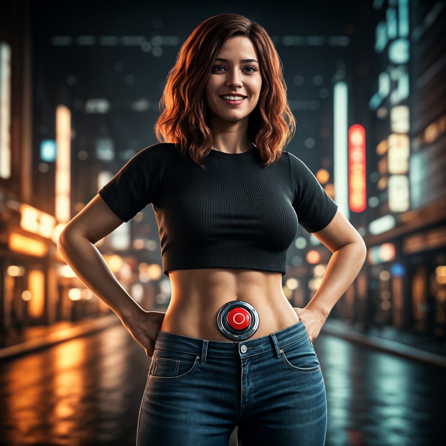 Woman's Belly Button Transformed into a Futuristic Emergency...
