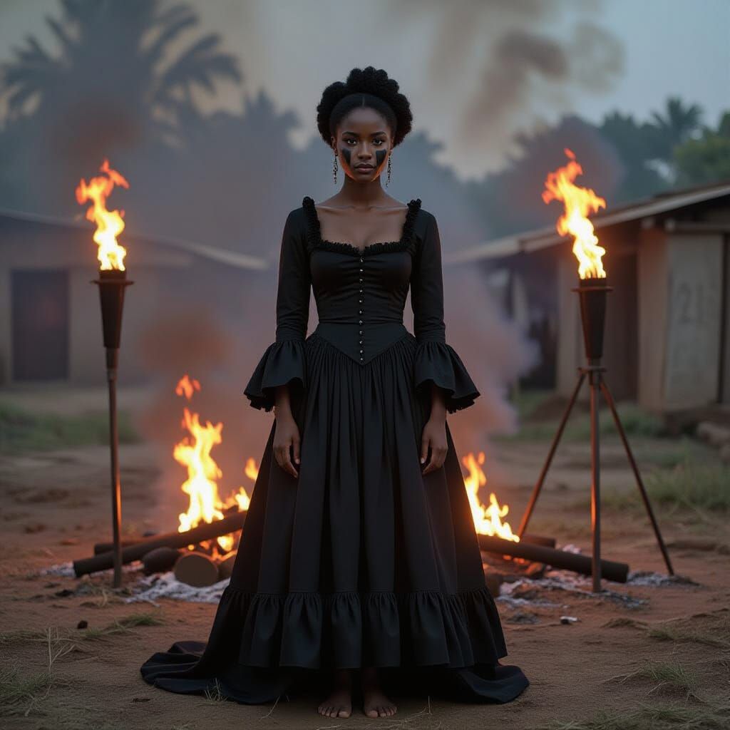 African Queen Ọlioma in Mourning, Dramatic Lighting