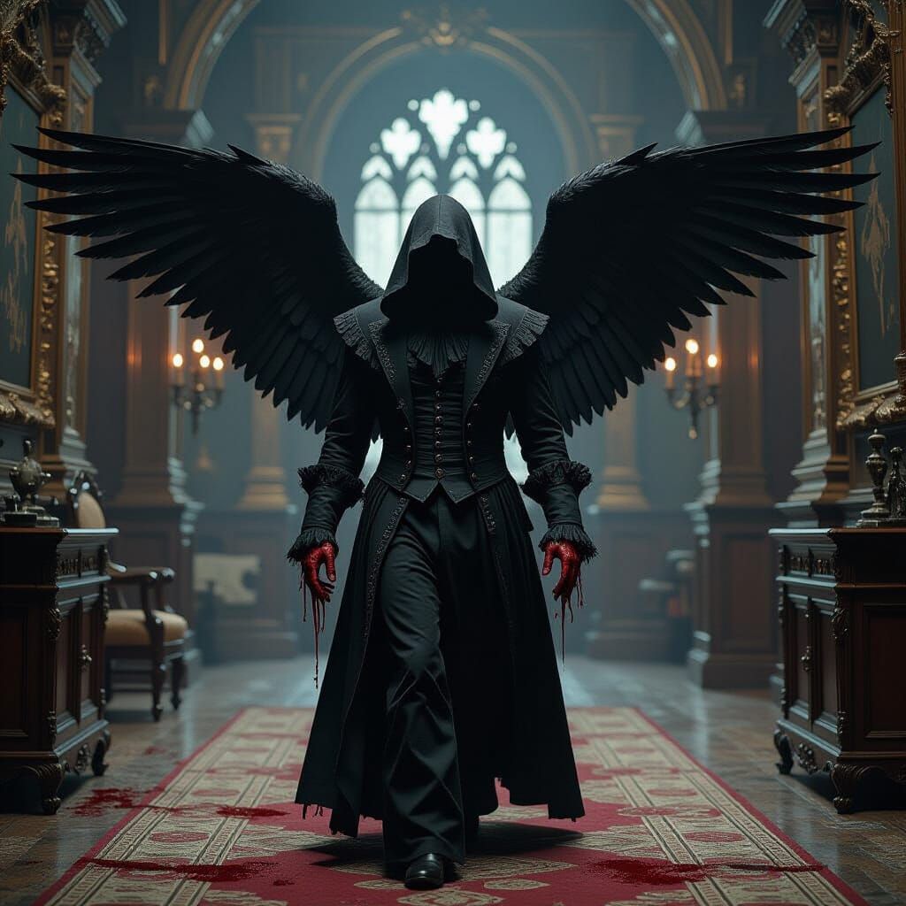 Ominous Victorian Angel in Gothic Fantasy Style
