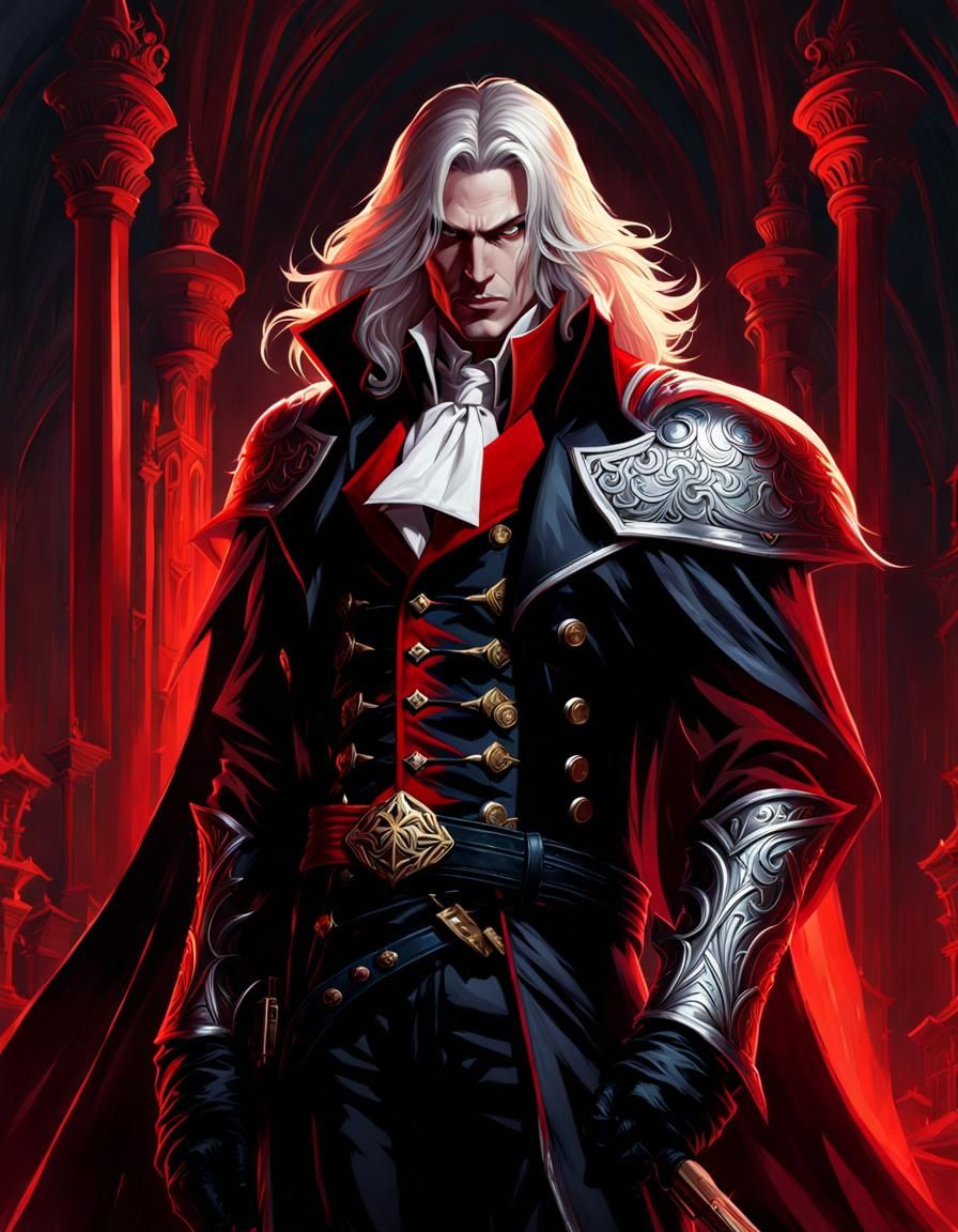 Alucard: Dhampir Fighter in Detailed Digital Painting