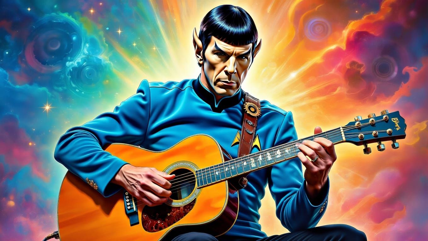 Futuristic Spock Plays Sprocket Guitar