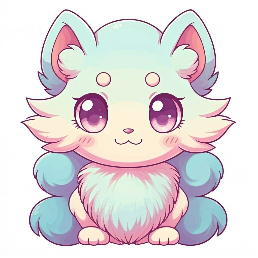 Pastel Kawaii Animal with Big Eyes