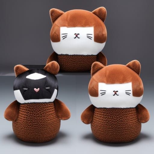 Adorable Chibi Stuffed Cat Doll: Expressive Design
