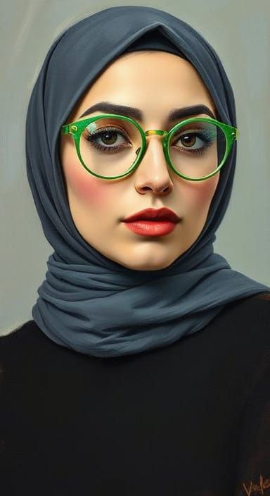 Impressionist Oil Portrait of Woman in Hijab