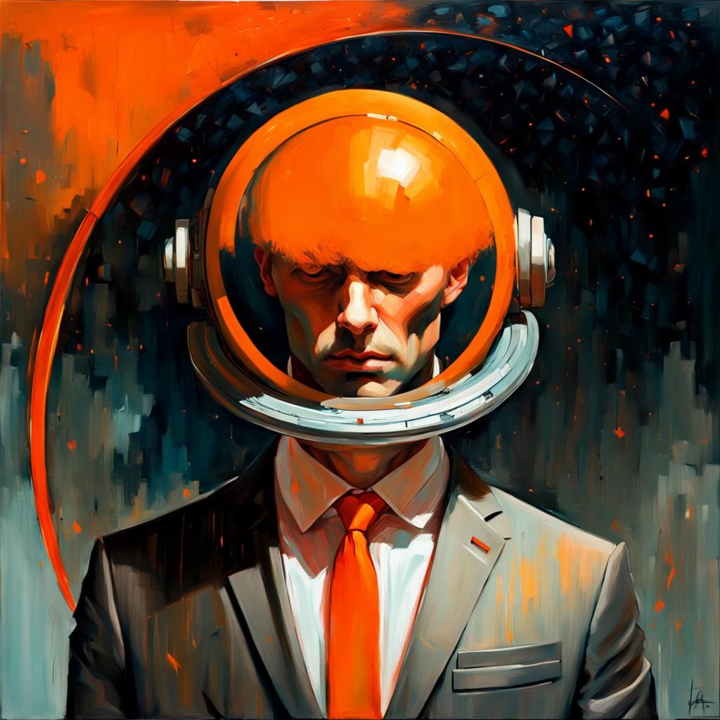 Saturn Head Surreal Portrait in Guweiz Style