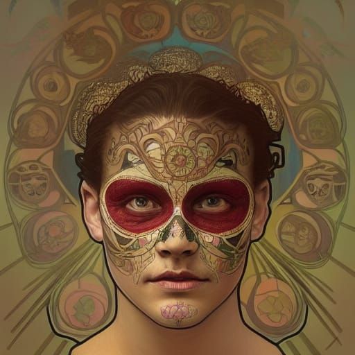 Day of the Dead Portrait in Art Nouveau Style