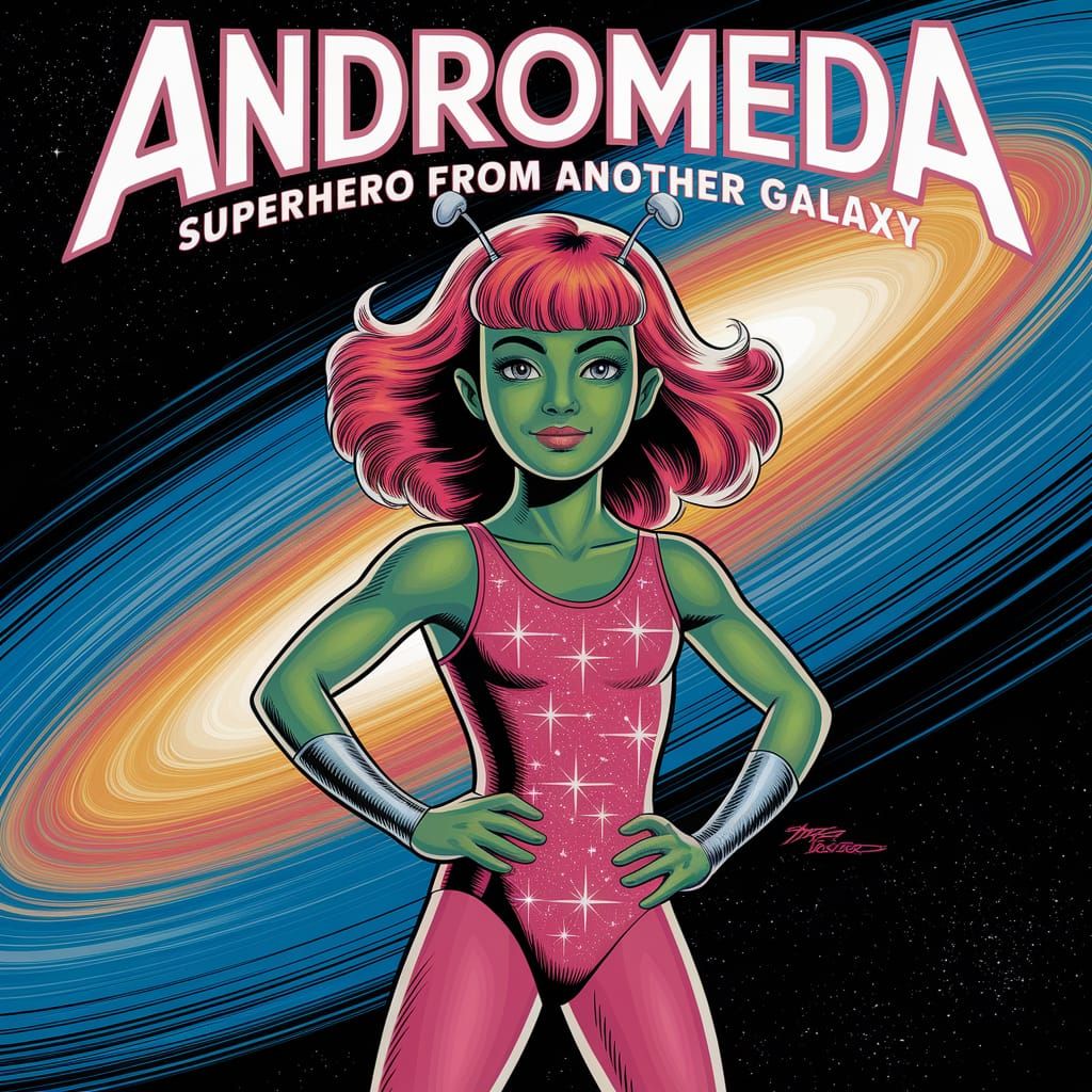 Galactic Superhero in Cosmic Comic Book Art