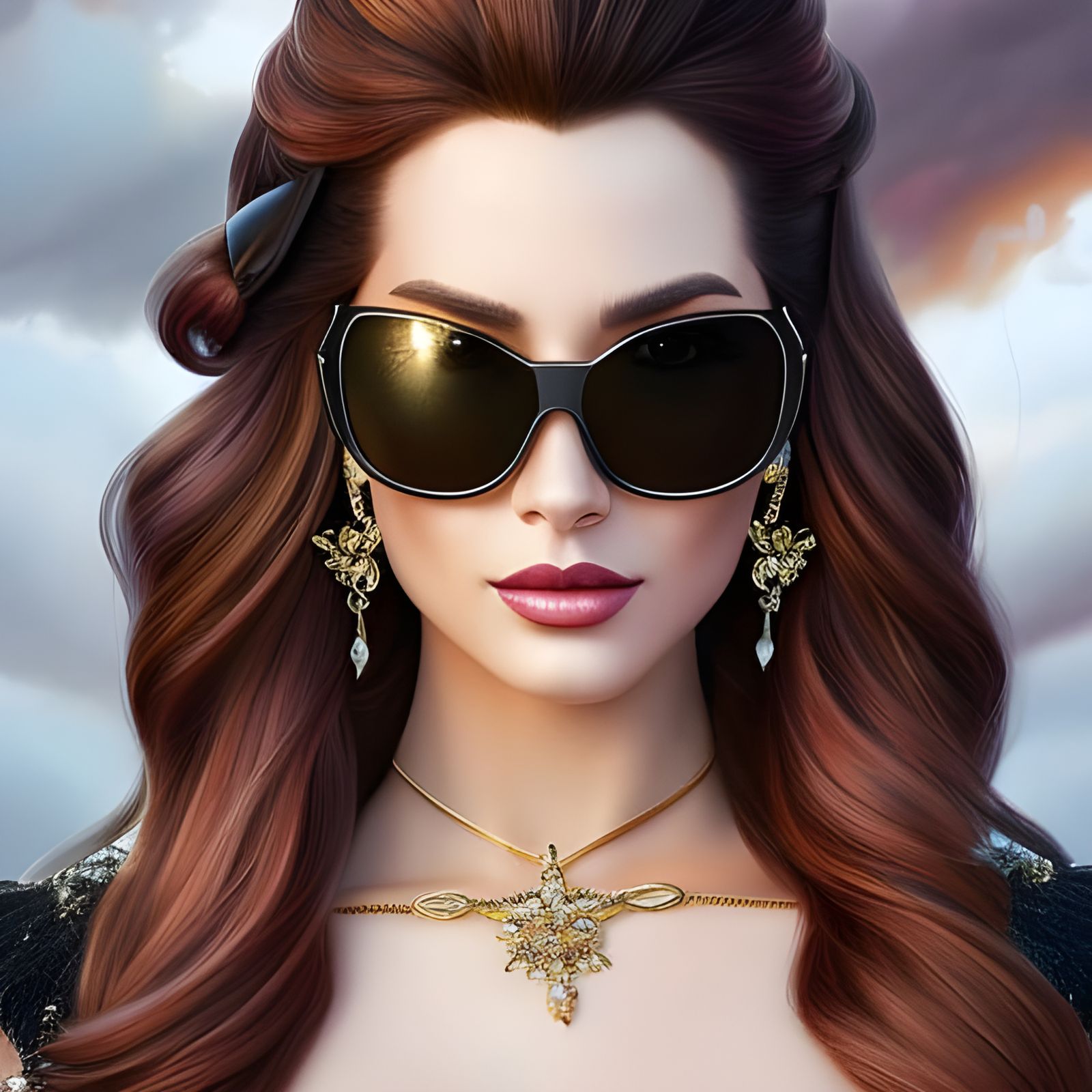 Hyperrealistic Princess Belle Portrait in Leather