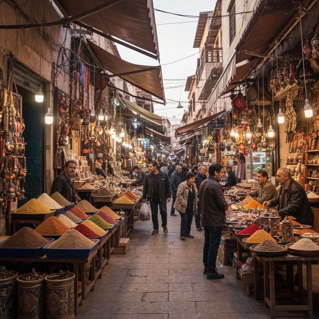 Mediterranean Pottery Market in Impressionistic Style