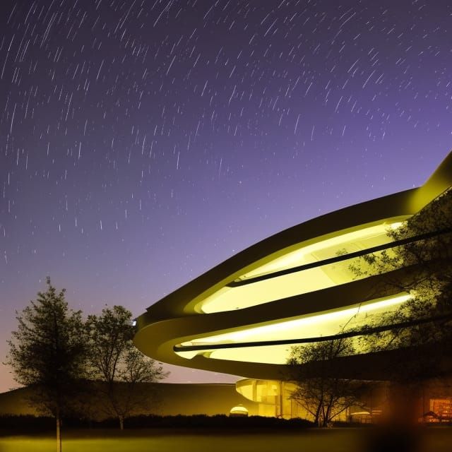 Futuristic Hotel Under a Night Sky