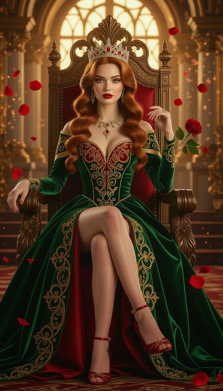 Emerald Princess on Throne in Opulent Palace
