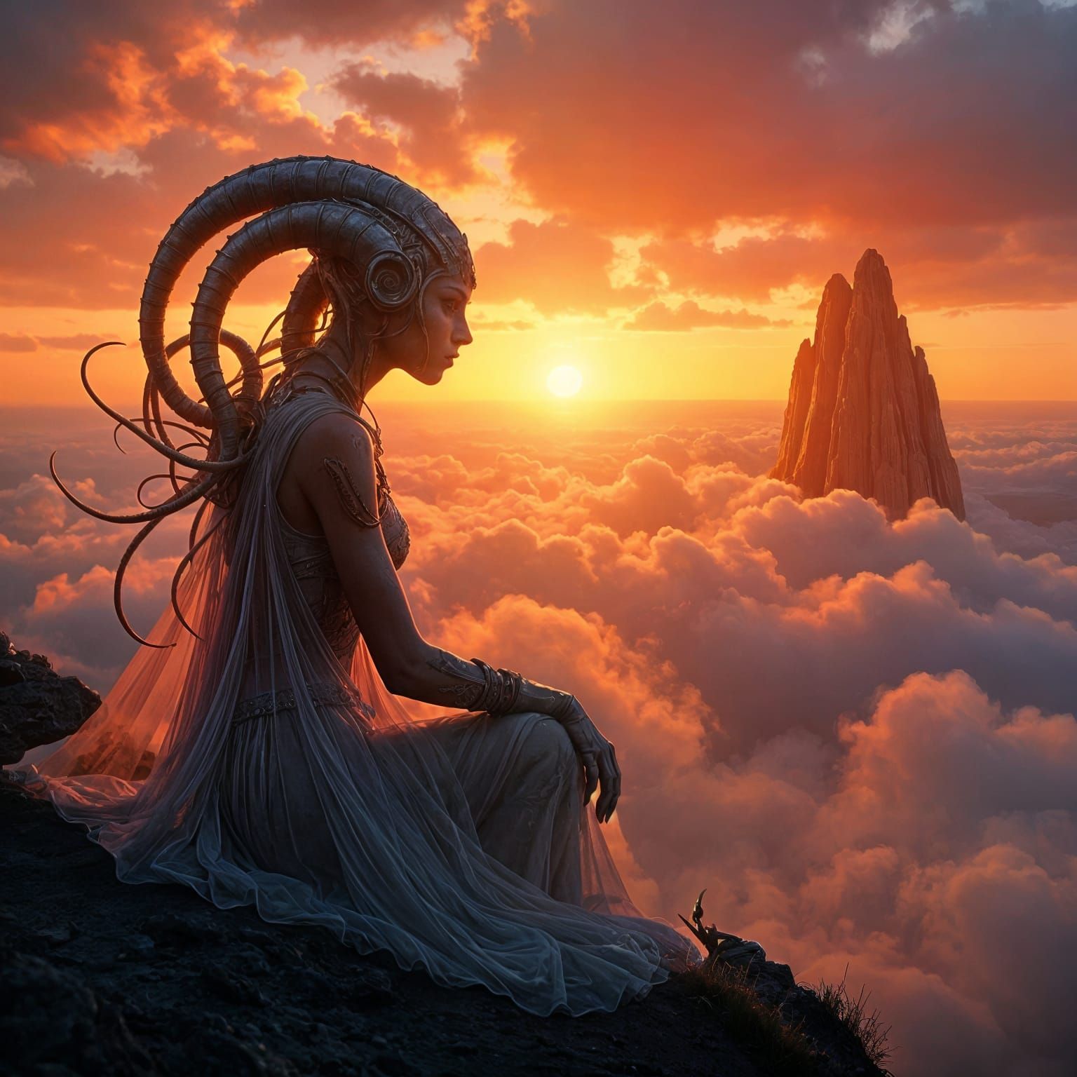 Dreamlike Alien World Sunset: Digital Matte Painting