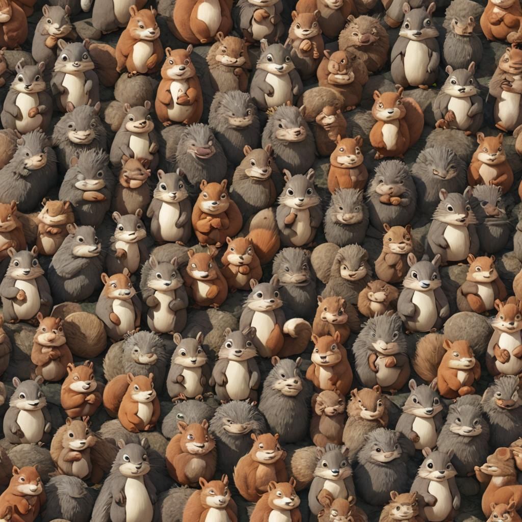 Anime Style Squirrel and Hedgehog Digital Art