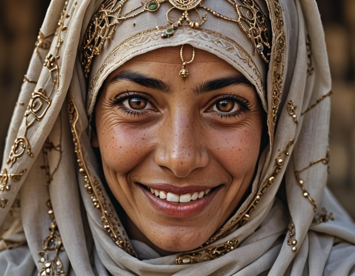 Smiling Arabic Woman in Abaya: Professional Portrait