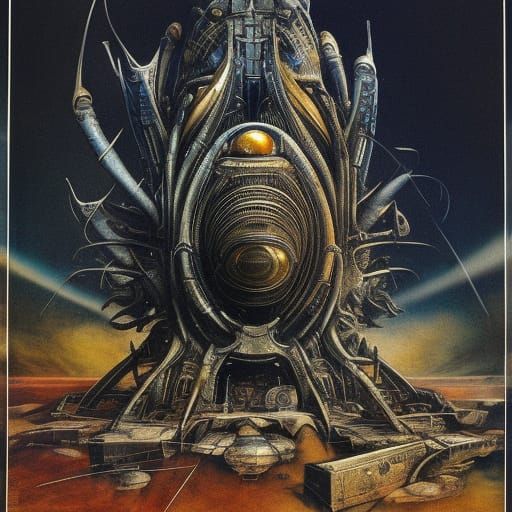 Alien Starship Book Cover in Dürer Style