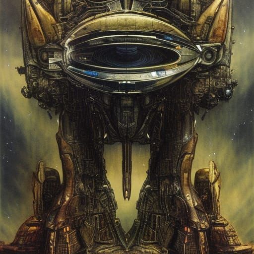 Alien Starship Book Cover in Dürer Style