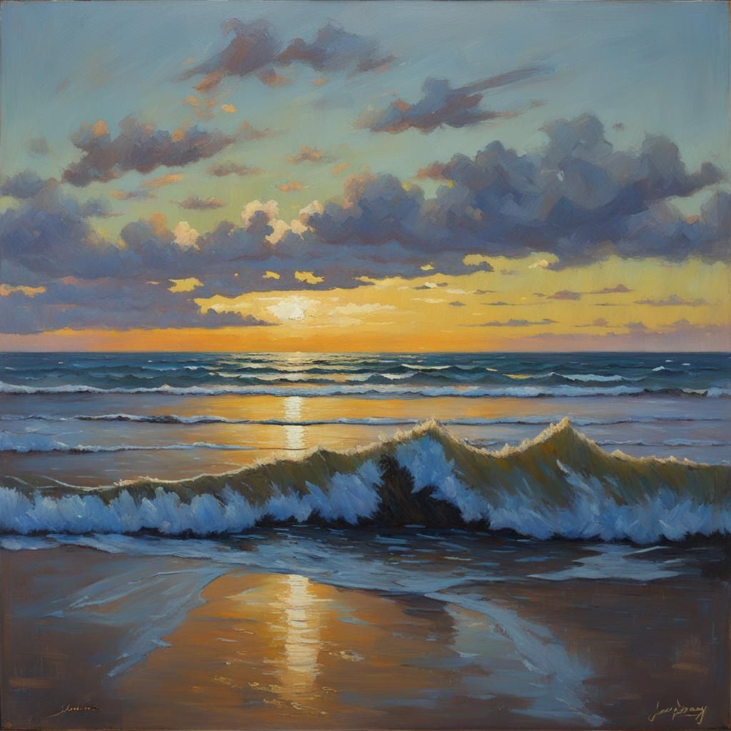 Lingering Dusk Oil Painting Landscape