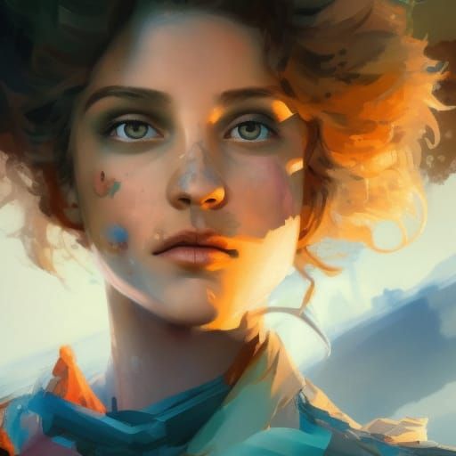 Detailed Portrait in Gouache and Watercolor Style