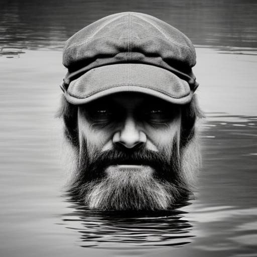 Bearded Man Reflection: Detailed Digital Matte Painting