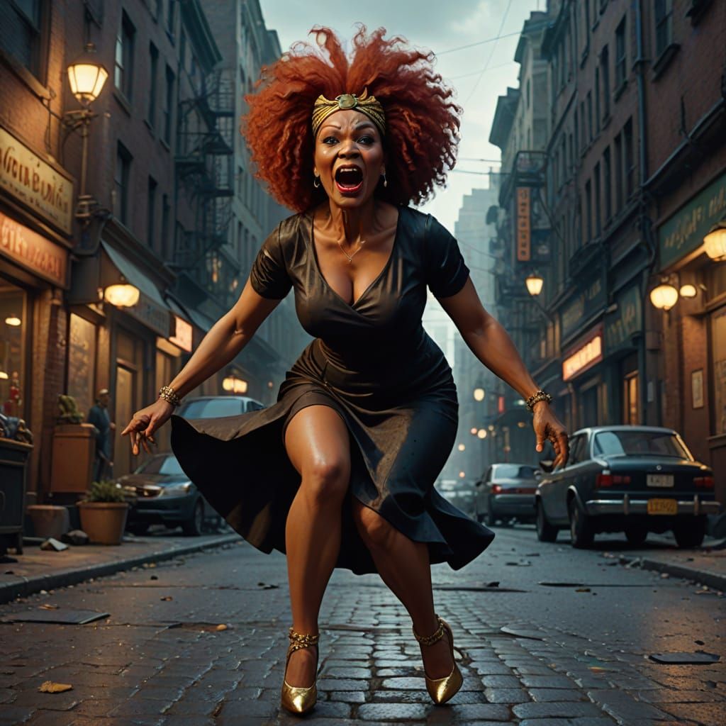 Mature Zombie Pin Up Dancer with World Map Background