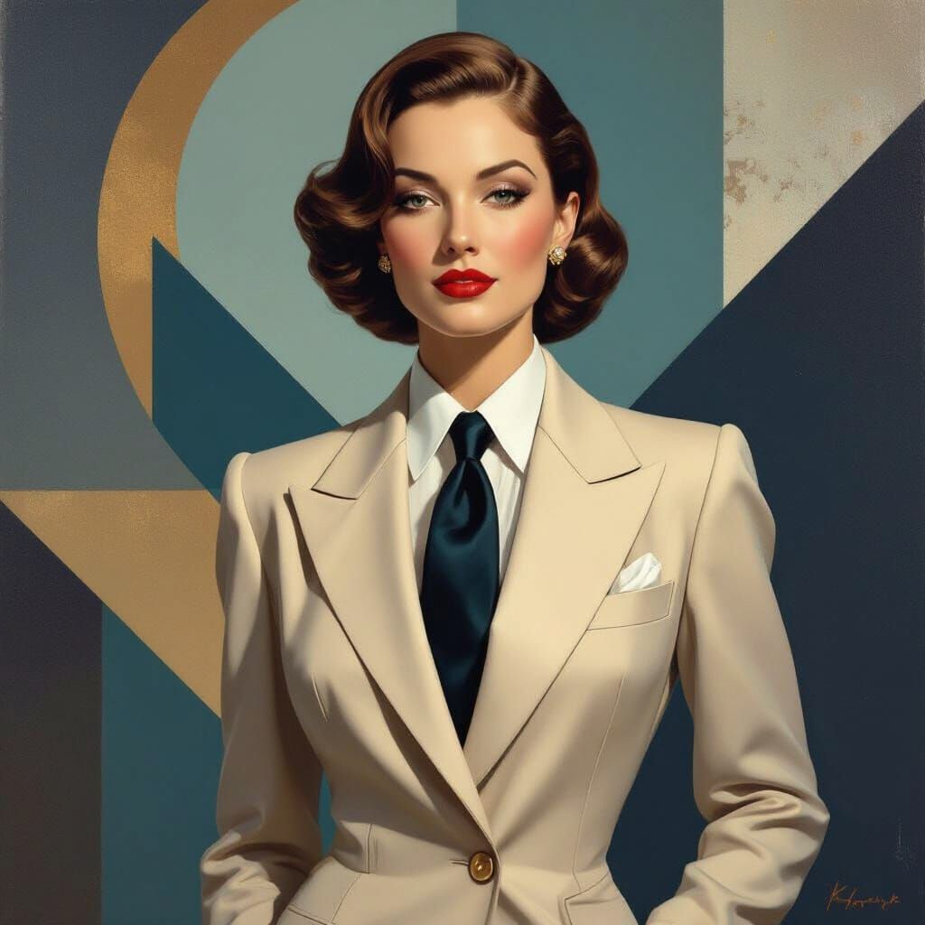 Hollywood Glamour: 1930s Actress in Art Deco Style