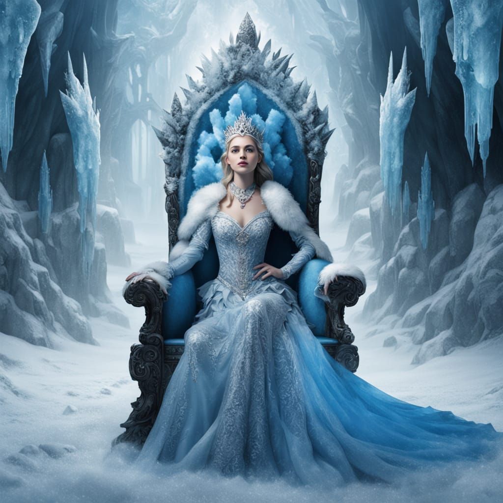Regal Ice Queen Rules from Icy Throne with Majestic Attitude