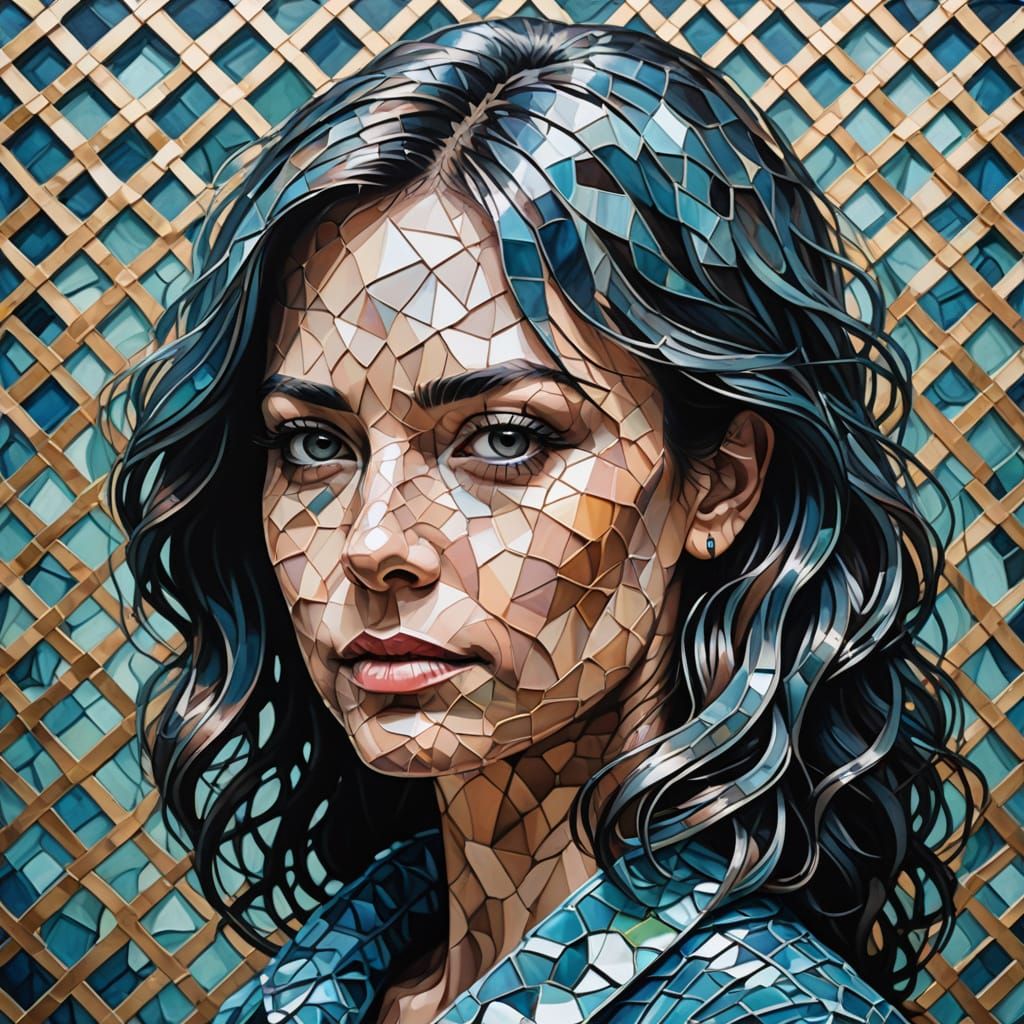 Abstract Pearlescent Lattice Portrait