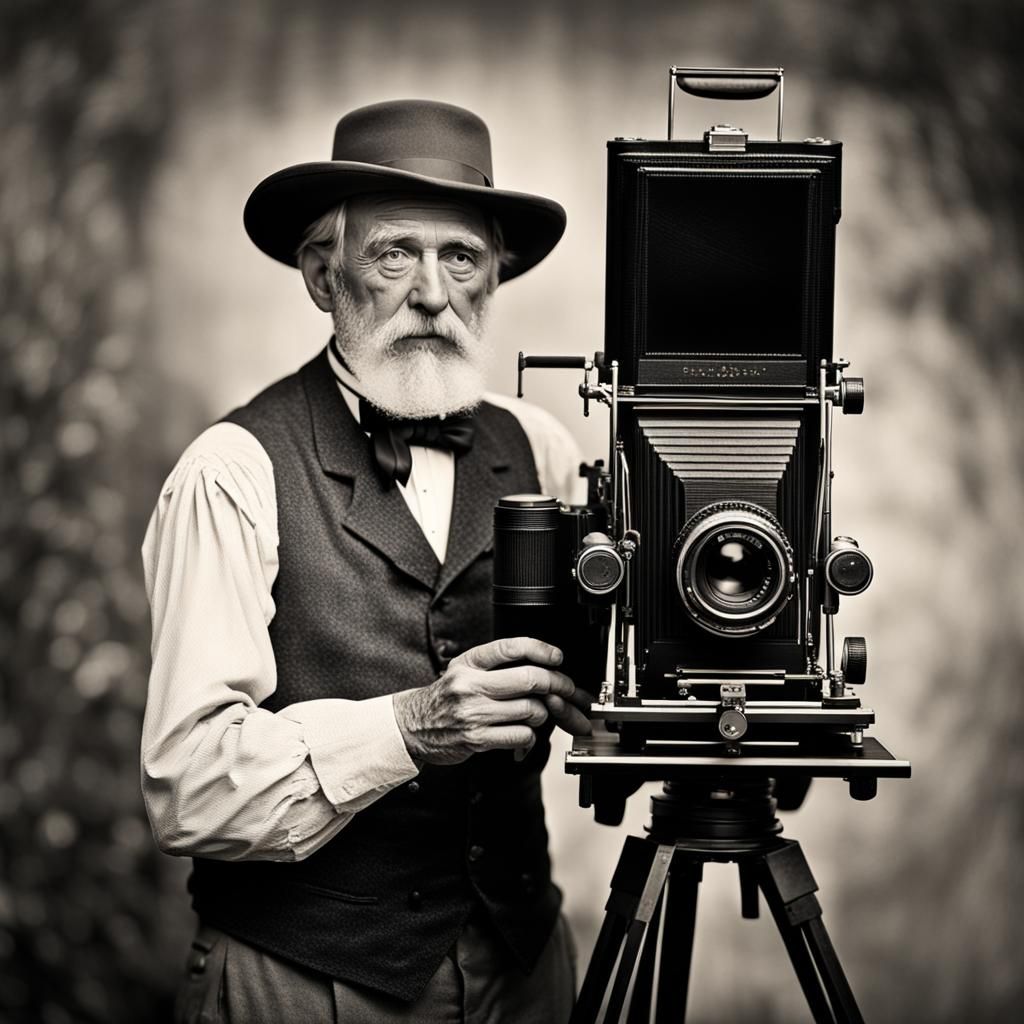 Vintage Portrait Photographer with Large Format Camera