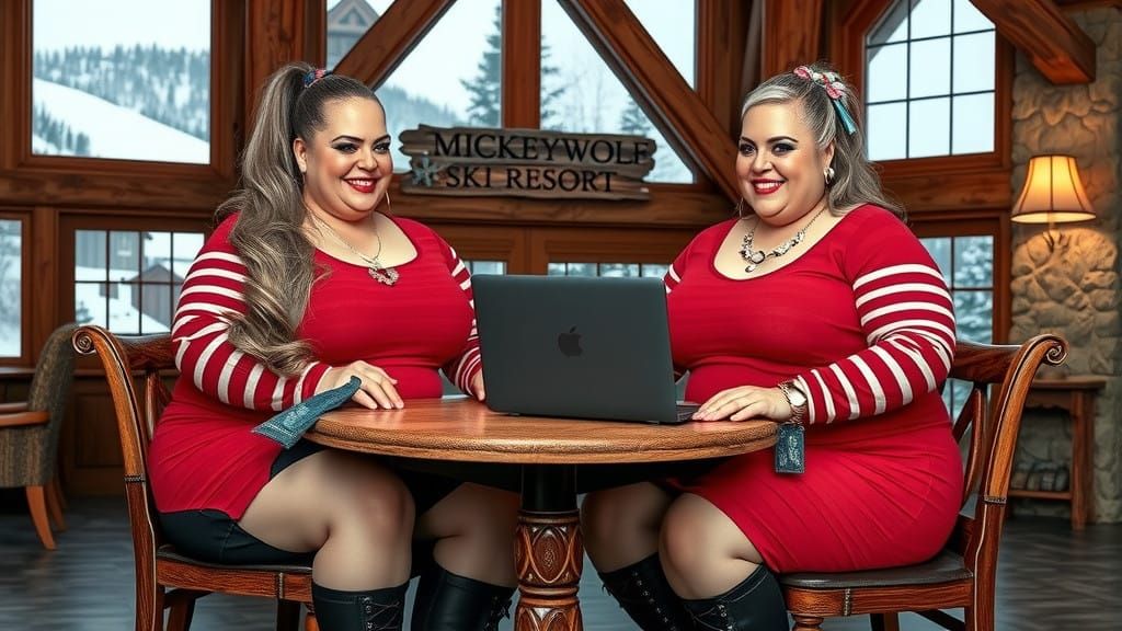 Two Curvy Women Relax in a Cozy Ski Lodge