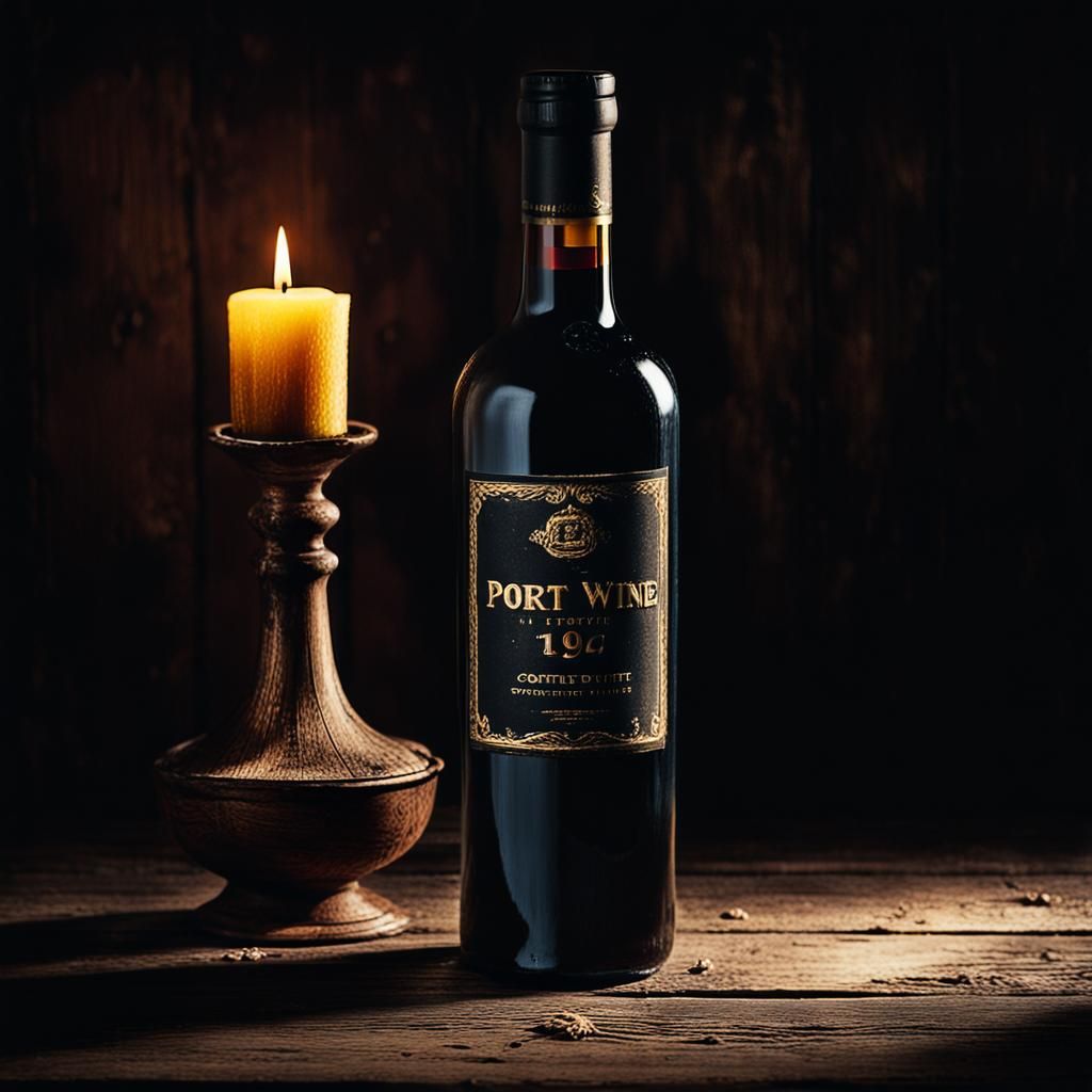 Dramatic Still Life of Port Wine in Film Noir Style