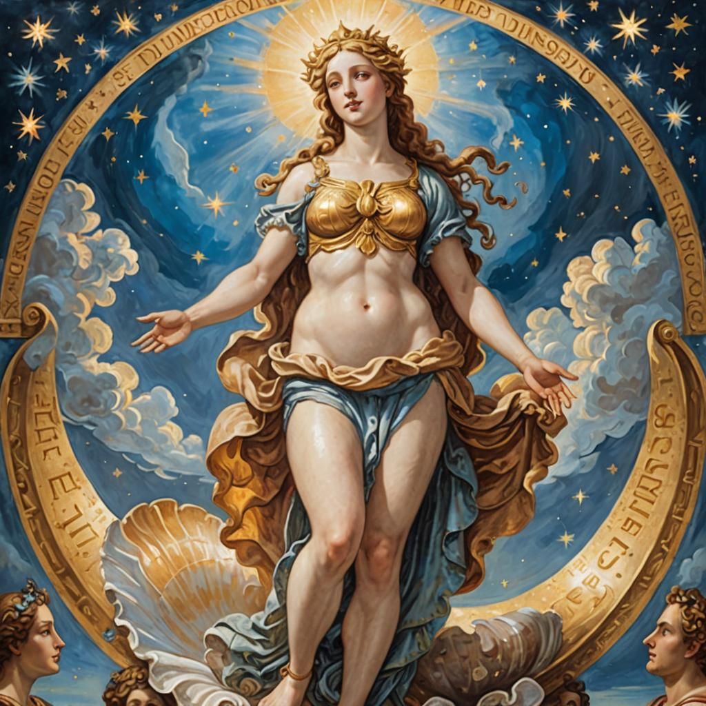 Renaissance Painting of Venus Rising From the Sea