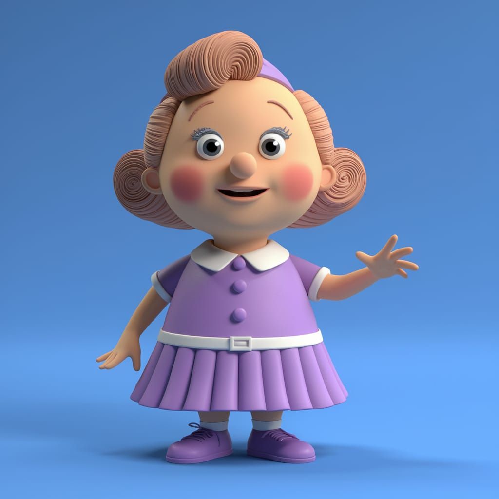 1950s Cartoon Clay Sculpture in 2D