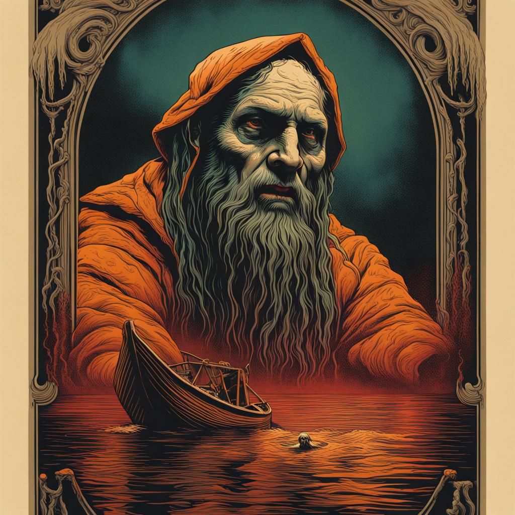 Vintage Poster of Charon the Ferryman